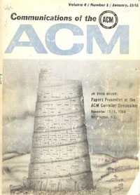 Обложка журнала Com ACM (январь 1961 г.)