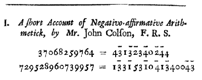 Запись чисел по системе Д. Колсона