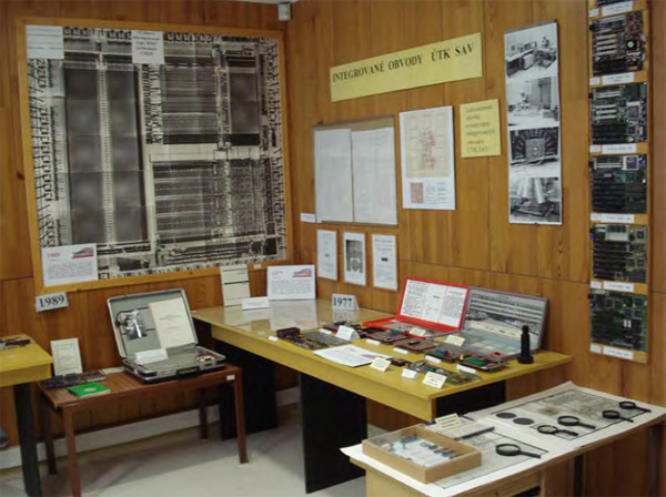 Fig. 3.: Exposition of integrated circuits designed and made in ÚTK SAV, TESLA Piešťany and VÚST Prague at the Museum of Computers in Bratislava. SoRuCom-2020