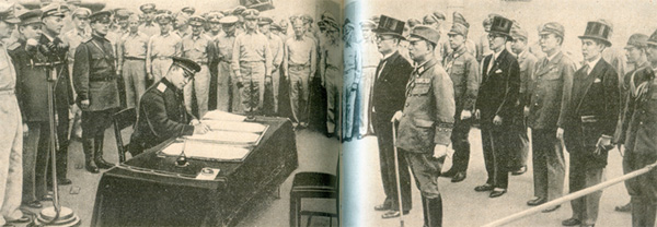 Акт о капитуляции подписывает генерал Умадзу. Материалы Виртуального Компьютерного Музея