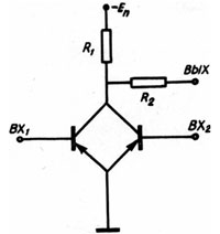 Эквивалентная схема ИС Р12-2 (1ЛБ021).  Рисунок из проспекта ИС от 1965 г.