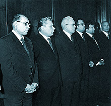 Руководители МПК по ВТ (слева направо): М. Е. Раковский, Н. В. Горшков и Л. И. Горшков